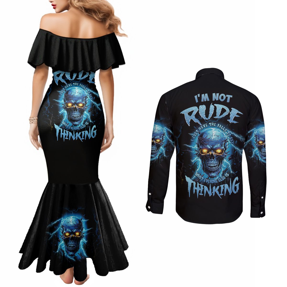 im-not-rude-mad-skull-couples-matching-mermaid-dress-and-long-sleeve-button-shirt