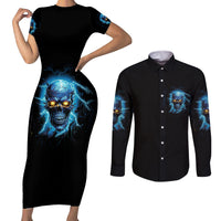 I'm Not Rude Mad Skull Couples Matching Short Sleeve Bodycon Dress and Long Sleeve Button Shirt - Wonder Print Shop