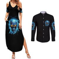 I'm Not Rude Mad Skull Couples Matching Summer Maxi Dress and Long Sleeve Button Shirt - Wonder Print Shop