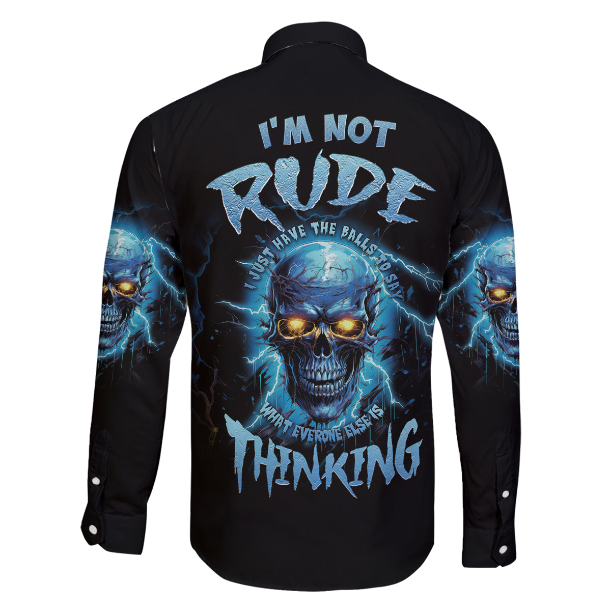 I'm Not Rude Mad Skull Family Matching Long Sleeve Bodycon Dress and Hawaiian Shirt - Wonder Print Shop