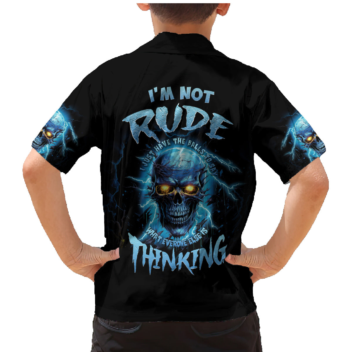 I'm Not Rude Mad Skull Family Matching Mermaid Dress and Hawaiian Shirt - Wonder Print Shop