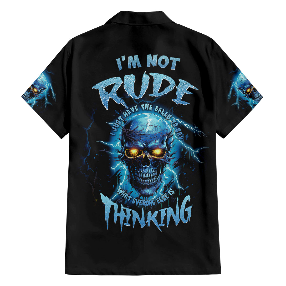 I'm Not Rude Mad Skull Family Matching Off Shoulder Long Sleeve Dress and Hawaiian Shirt - Wonder Print Shop