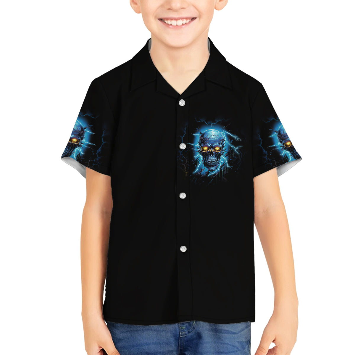 I'm Not Rude Mad Skull Family Matching Off Shoulder Long Sleeve Dress and Hawaiian Shirt - Wonder Print Shop