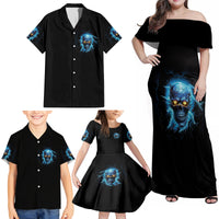 I'm Not Rude Mad Skull Family Matching Off Shoulder Maxi Dress and Hawaiian Shirt - Wonder Print Shop
