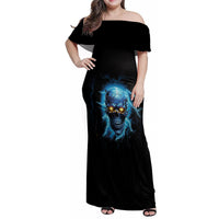 I'm Not Rude Mad Skull Family Matching Off Shoulder Maxi Dress and Hawaiian Shirt - Wonder Print Shop