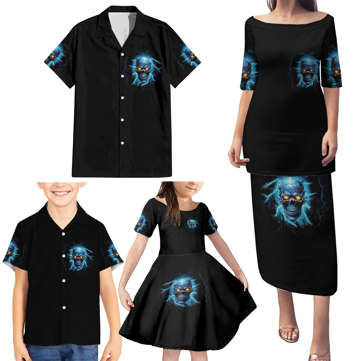 I'm Not Rude Mad Skull Family Matching Puletasi Dress and Hawaiian Shirt - Wonder Print Shop