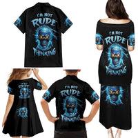 I'm Not Rude Mad Skull Family Matching Puletasi Dress and Hawaiian Shirt - Wonder Print Shop
