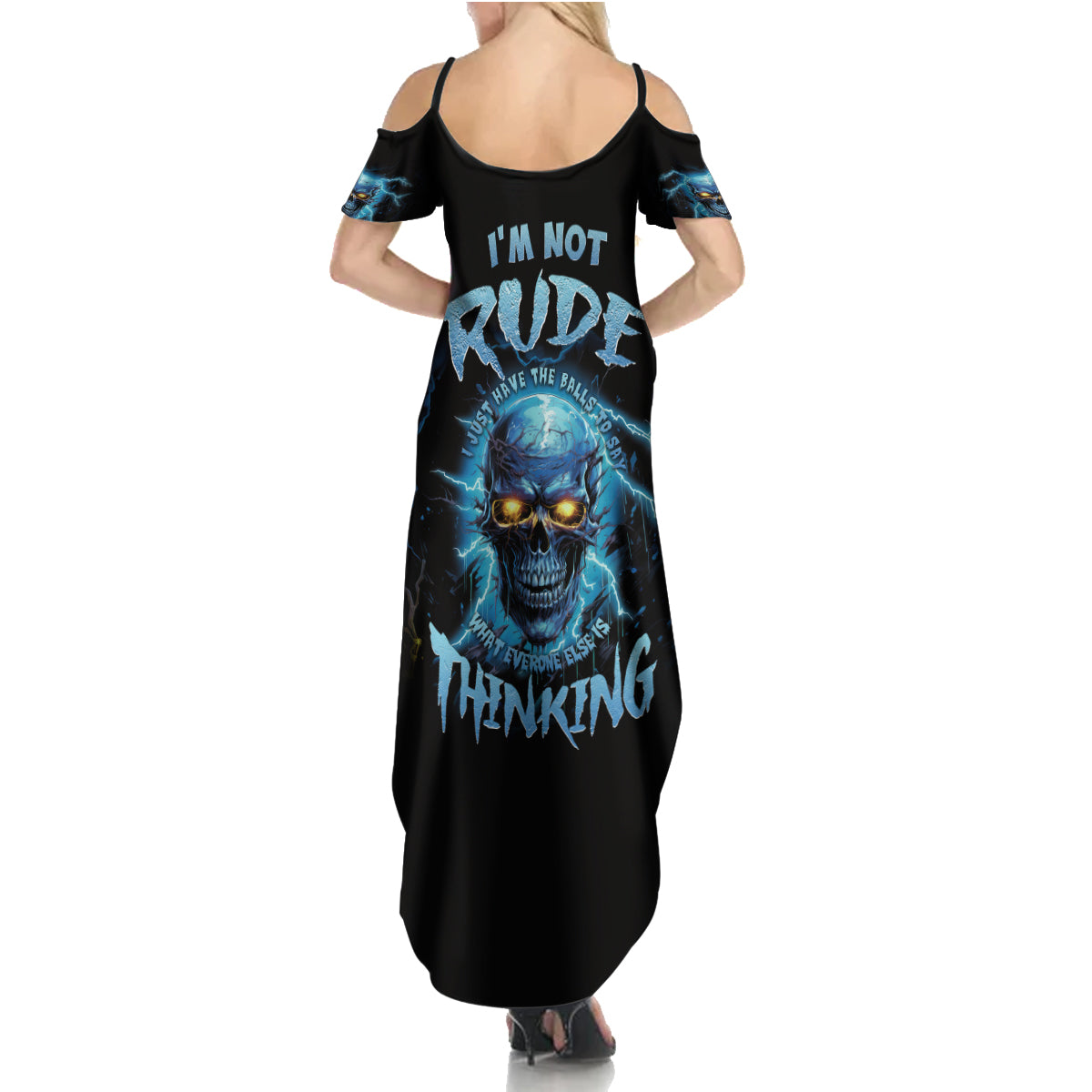 I'm Not Rude Mad Skull Family Matching Summer Maxi Dress and Hawaiian Shirt - Wonder Print Shop