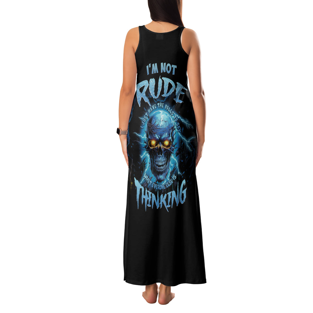 I'm Not Rude Mad Skull Family Matching Tank Maxi Dress and Hawaiian Shirt - Wonder Print Shop