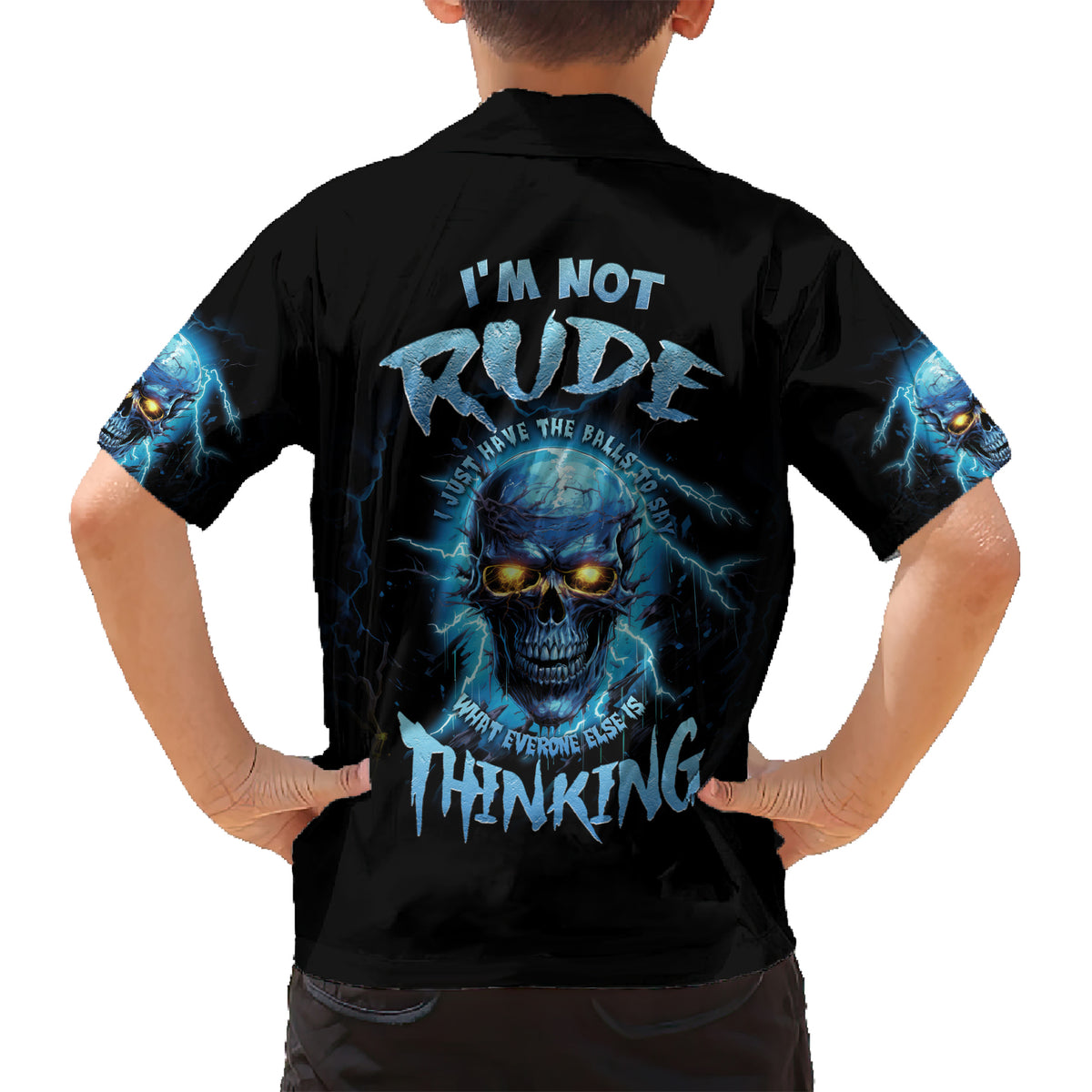 I'm Not Rude Mad Skull Kid Hawaiian Shirt - Wonder Print Shop