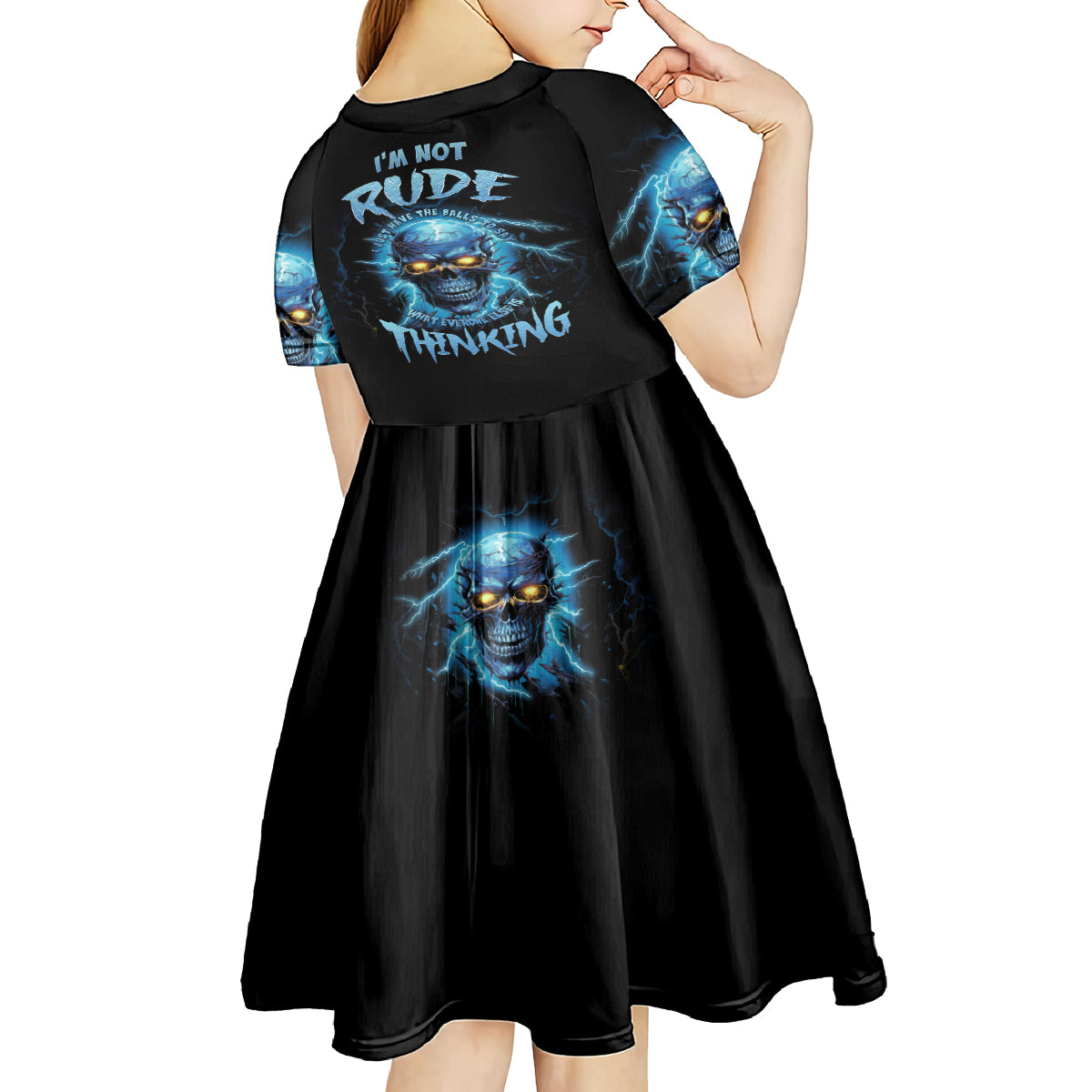 I'm Not Rude Mad Skull Kid Short Sleeve Dress - Wonder Print Shop