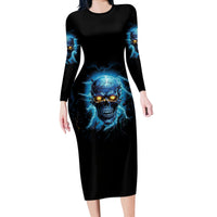 I'm Not Rude Mad Skull Long Sleeve Bodycon Dress - Wonder Print Shop