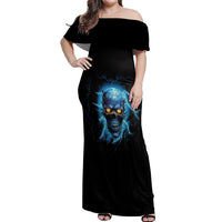 I'm Not Rude Mad Skull Off Shoulder Maxi Dress - Wonder Print Shop