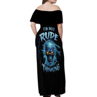 I'm Not Rude Mad Skull Off Shoulder Maxi Dress - Wonder Print Shop