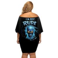 I'm Not Rude Mad Skull Off Shoulder Short Dress - Wonder Print Shop