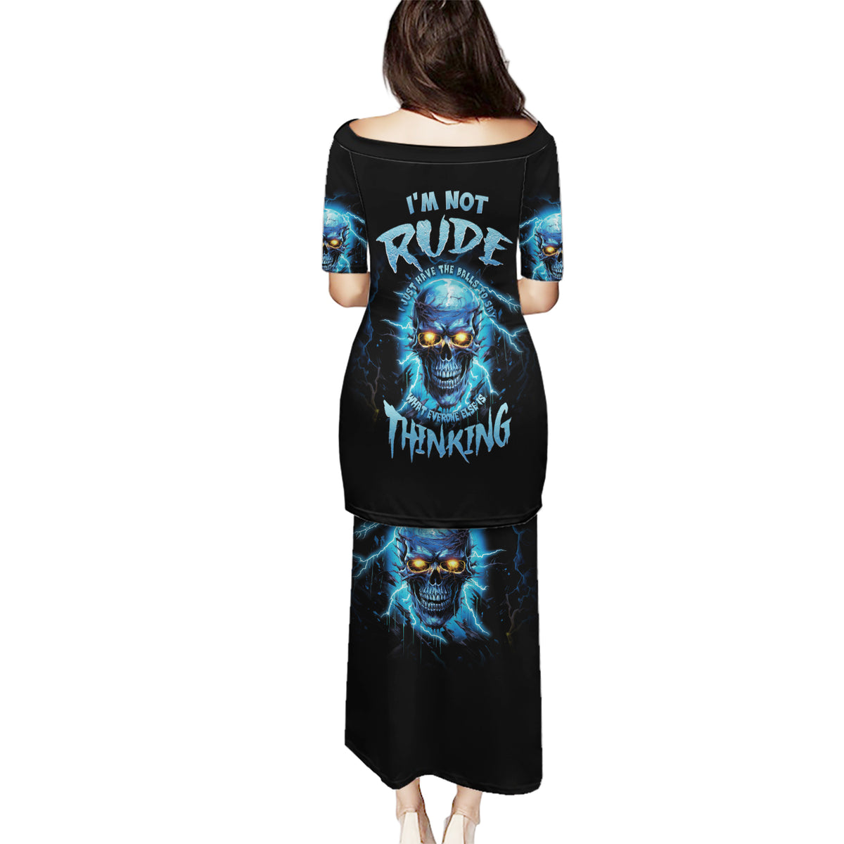 I'm Not Rude Mad Skull Puletasi - Wonder Print Shop