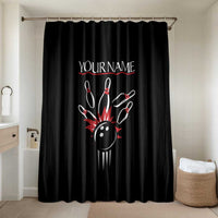 Custom Red and Black Bowling Bathroom Set with Strike Explosion Graphic Custom Name and Bowler Silhouette - Wonder Print Shop