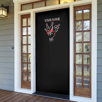 Custom Red and Black Bowling Door Cover with Strike Explosion Graphic Custom Name and Bowler Silhouette - Wonder Print Shop