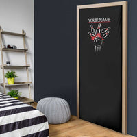 Custom Red and Black Bowling Door Cover with Strike Explosion Graphic Custom Name and Bowler Silhouette - Wonder Print Shop