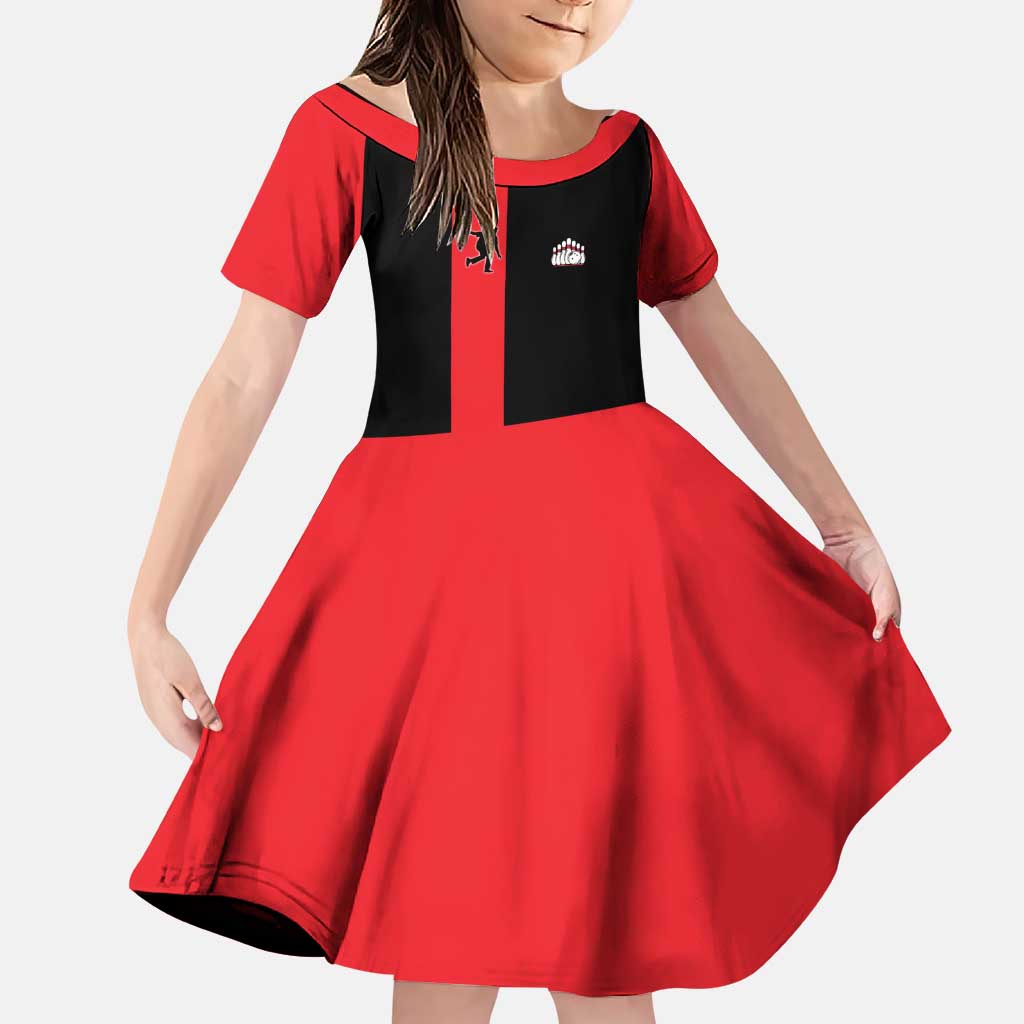 Custom Red and Black Bowling Family Matching Puletasi and Hawaiian Shirt with Strike Explosion Graphic Custom Name and Bowler Silhouette - Wonder Print Shop