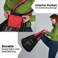 Custom Red and Black Bowling Grocery Bag with Strike Explosion Graphic Custom Name and Bowler Silhouette - Wonder Print Shop