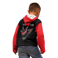 Custom Red and Black Bowling Kid Hoodie with Strike Explosion Graphic Custom Name and Bowler Silhouette - Wonder Print Shop