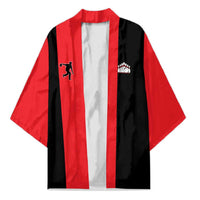 Custom Red and Black Bowling Kimono with Strike Explosion Graphic Custom Name and Bowler Silhouette - Wonder Print Shop