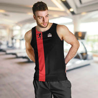 Custom Red and Black Bowling Men Tank Top with Strike Explosion Graphic Custom Name and Bowler Silhouette - Wonder Print Shop