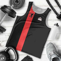 Custom Red and Black Bowling Men Tank Top with Strike Explosion Graphic Custom Name and Bowler Silhouette - Wonder Print Shop