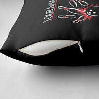 Custom Red and Black Bowling Pillow Cover with Strike Explosion Graphic Custom Name and Bowler Silhouette - Wonder Print Shop