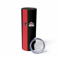 Custom Red and Black Bowling Skinny Tumbler with Strike Explosion Graphic Custom Name and Bowler Silhouette - Wonder Print Shop