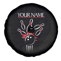 Custom Red and Black Bowling Spare Tire Cover with Strike Explosion Graphic Custom Name and Bowler Silhouette - Wonder Print Shop
