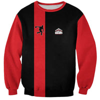 Custom Red and Black Bowling Sweatshirt with Strike Explosion Graphic Custom Name and Bowler Silhouette - Wonder Print Shop