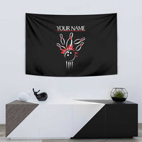 Custom Red and Black Bowling Tapestry with Strike Explosion Graphic Custom Name and Bowler Silhouette - Wonder Print Shop