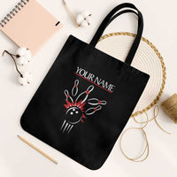 Custom Red and Black Bowling Tote Bag with Strike Explosion Graphic Custom Name and Bowler Silhouette - Wonder Print Shop
