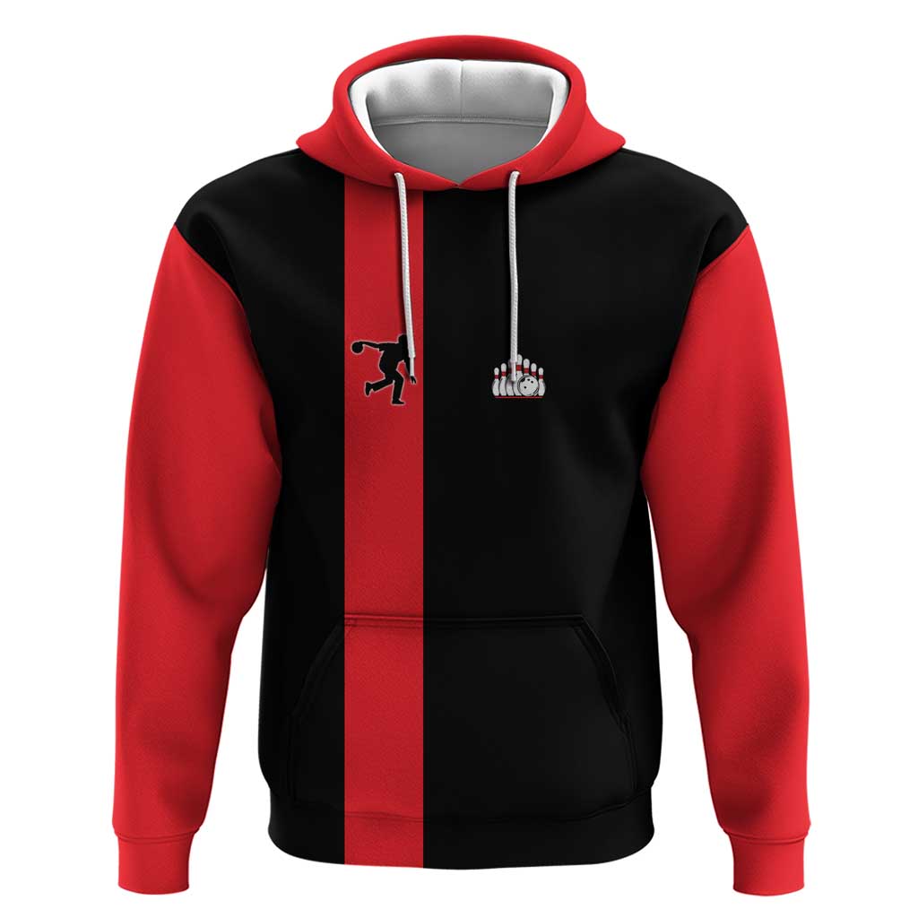Custom Red and Black Bowling Zip Hoodie with Strike Explosion Graphic Custom Name and Bowler Silhouette - Wonder Print Shop