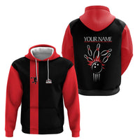 Custom Red and Black Bowling Zip Hoodie with Strike Explosion Graphic Custom Name and Bowler Silhouette - Wonder Print Shop