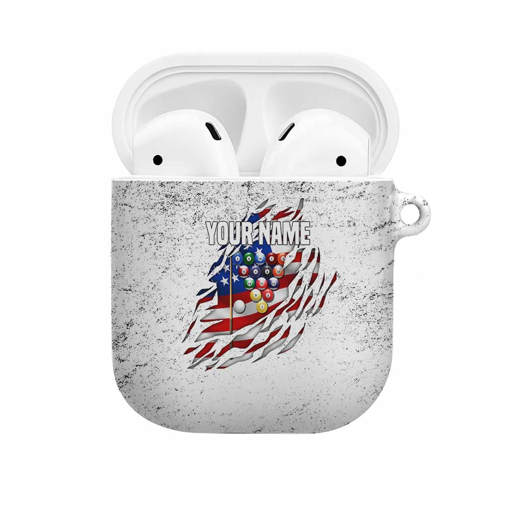 Custom American Flag Billiards AirPods Case with Ripped Design Pool Ball Graphic - Wonder Print Shop