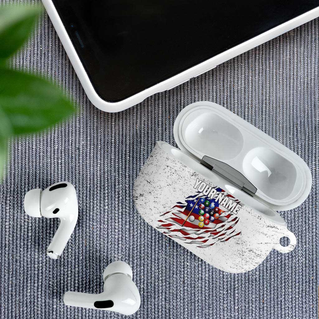 Custom American Flag Billiards AirPods Case with Ripped Design Pool Ball Graphic - Wonder Print Shop