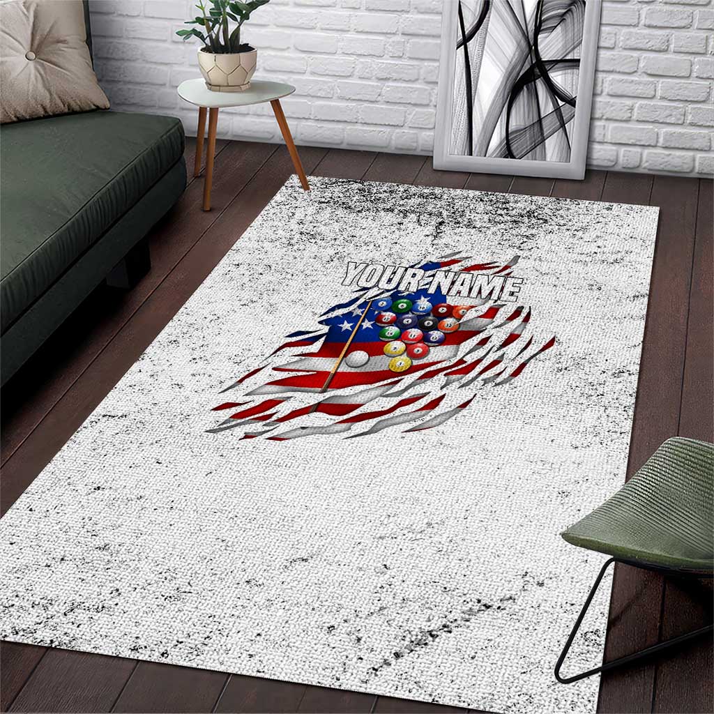 Custom American Flag Billiards Area Rug with Ripped Design Pool Ball Graphic - Wonder Print Shop