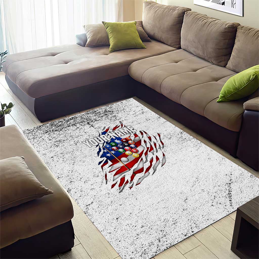 Custom American Flag Billiards Area Rug with Ripped Design Pool Ball Graphic - Wonder Print Shop