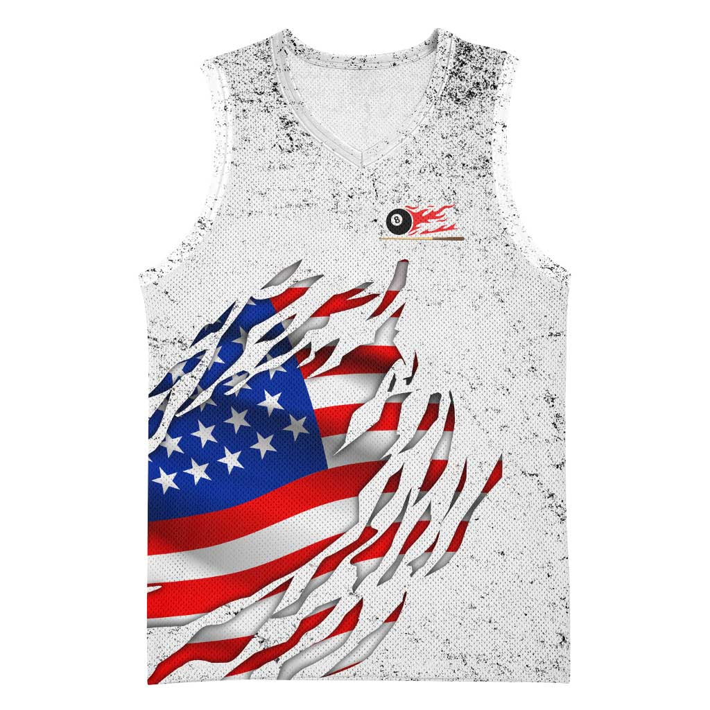 Custom American Flag Billiards Basketball Jersey with Ripped Design Pool Ball Graphic - Wonder Print Shop