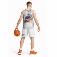 Custom American Flag Billiards Basketball Jersey with Ripped Design Pool Ball Graphic - Wonder Print Shop