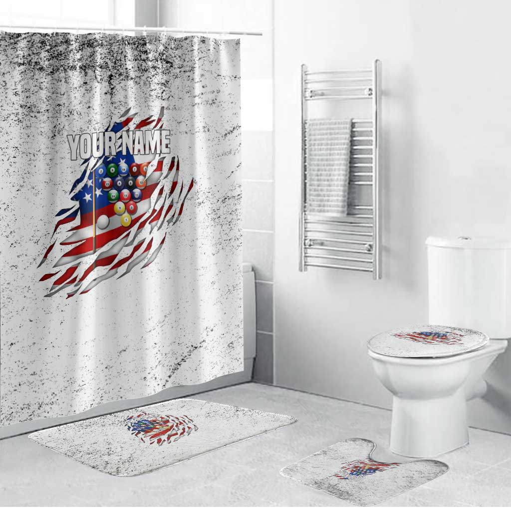 Custom American Flag Billiards Bathroom Set with Ripped Design Pool Ball Graphic - Wonder Print Shop