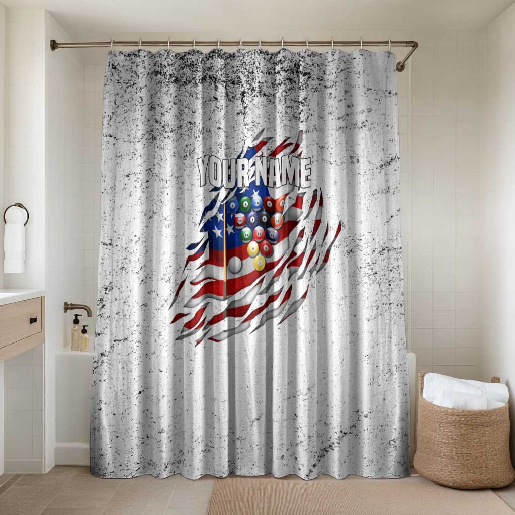 Custom American Flag Billiards Bathroom Set with Ripped Design Pool Ball Graphic - Wonder Print Shop