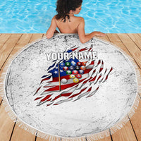 Custom American Flag Billiards Beach Blanket with Ripped Design Pool Ball Graphic - Wonder Print Shop