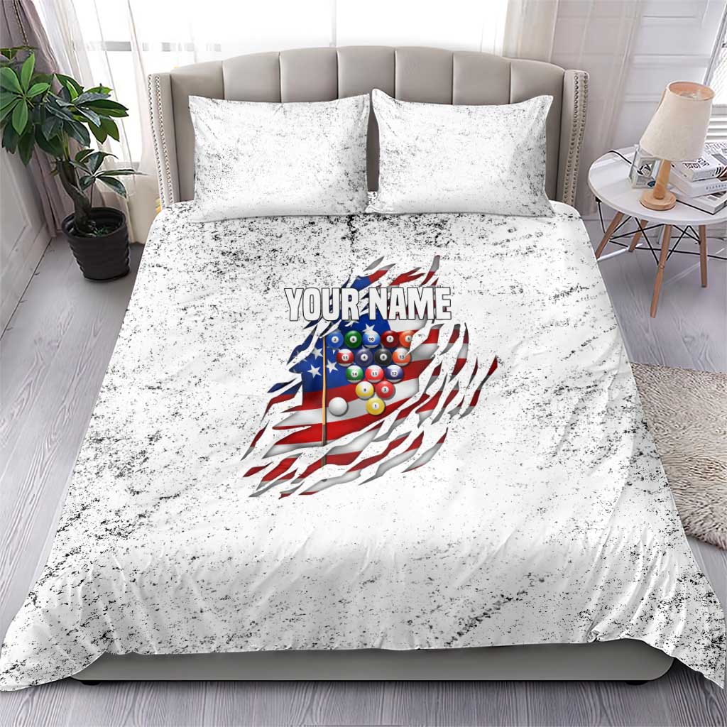 Custom American Flag Billiards Bedding Set with Ripped Design Pool Ball Graphic - Wonder Print Shop