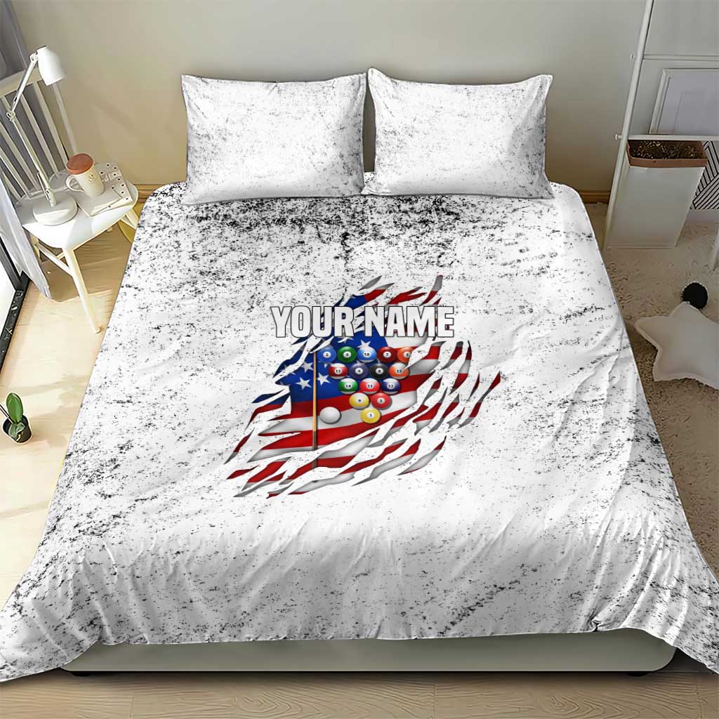 Custom American Flag Billiards Bedding Set with Ripped Design Pool Ball Graphic - Wonder Print Shop