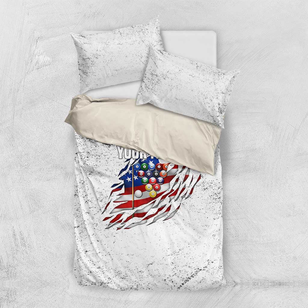 Custom American Flag Billiards Bedding Set with Ripped Design Pool Ball Graphic - Wonder Print Shop
