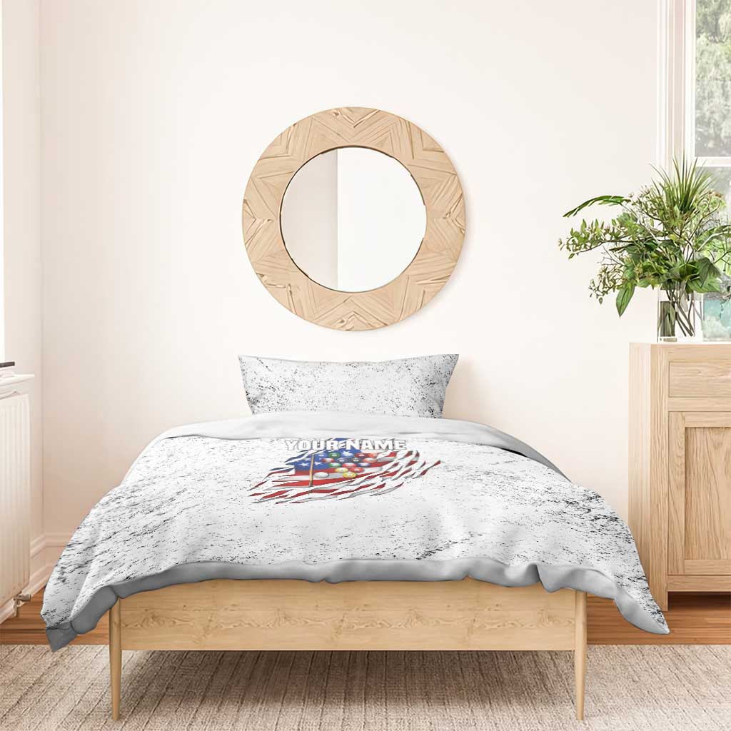 Custom American Flag Billiards Bedding Set with Ripped Design Pool Ball Graphic - Wonder Print Shop